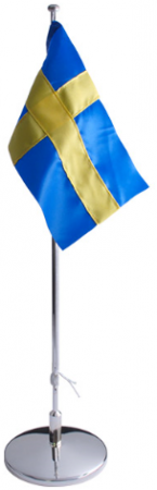 Flaggstång nysilver, Svensk flagga, 42cm Present