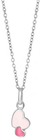 Silverhalsband med emaljhjärtan, 38cm Present