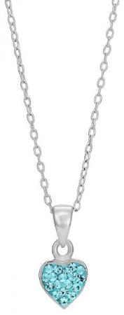 Silverhalsband med blått hjärta, 38cm - Doppresenter