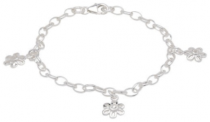Silverarmband blommor med Zirkoniasten, 17cm Present