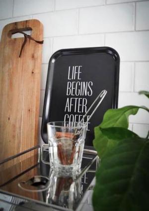 Bricka "Life begins after coffee" (27x20cm) Present
