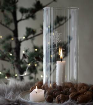 Ljuslykta Merry Christmas (för stakljus) - Majas lyktor/ Barncancerfonden Present