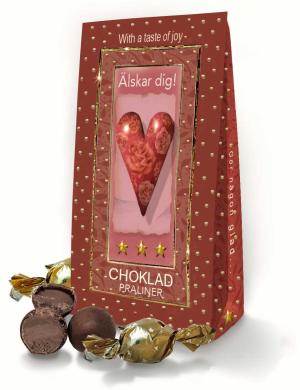 Älskar dig (med hjärta) - Lyxiga chokladpraliner Present