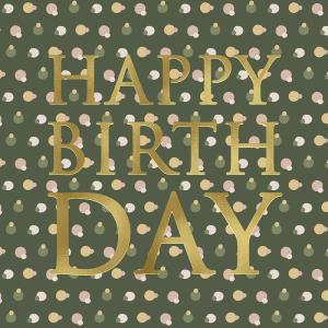 Kort Happy Birthday (flerfärgad, folierad text) Present