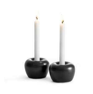 Ljusstake Apple liten (Svart), 2-pack - Born in Sweden Present