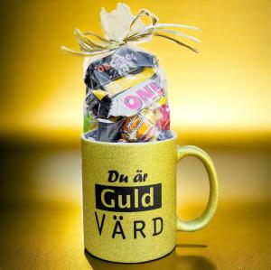 Mugg Du är Guld värd med godis Present
