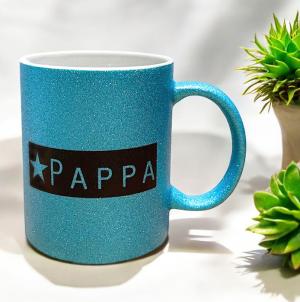 Mugg "Pappa", blåglittrig - Presenteriet Present