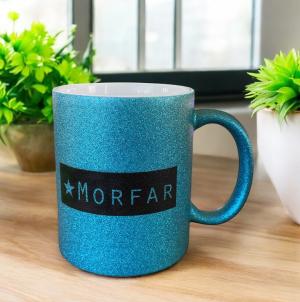 Mugg "Morfar", blåglittrig - Presenteriet Present