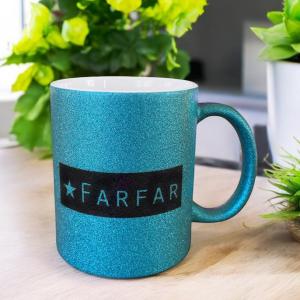 Mugg "Farfar", blåglittrig - Presenteriet Present