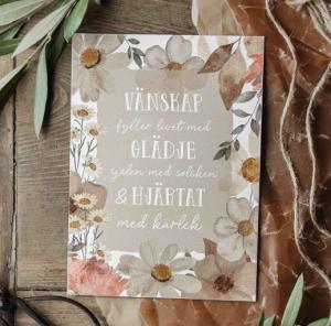 Kort "Vänskap", blommotiv - Majas lyktor/ Barncancerfonden Present