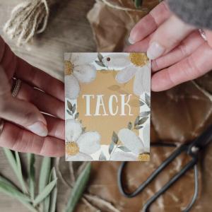 Kort "Tack", blommotiv - Majas lyktor/ Barncancerfonden Present