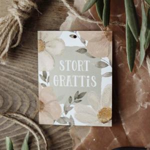 Kort "Stort Grattis", blommotiv - Majas lyktor/ Barncancerfonden Present