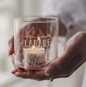 Ljuslykta Världens härligaste lärare (klarglas) - Majas lyktor/ Barncancerfonden Present