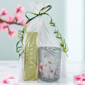 Presentset Sommar i cellofan (Chokladpraliner och ljuslykta) Present