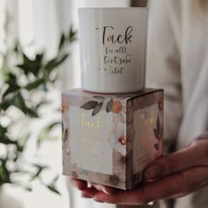 *FÖRBOKAS* Ljuslykta Tack för allt (vit) - Majas lyktor/ Barncancerfonden Present
