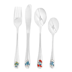 Bestickset Smurfarna i rostfritt stål 4-delar - Doppresenter