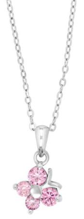 Silverhalsband Fjäril m. rosa stenar Present