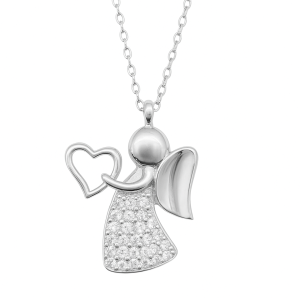 Silverhalsband 42cm med ängel - Doppresenter