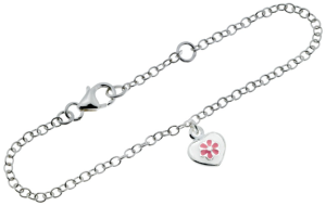 Silverarmband, Hjärta med blomma, 17cm - Doppresenter